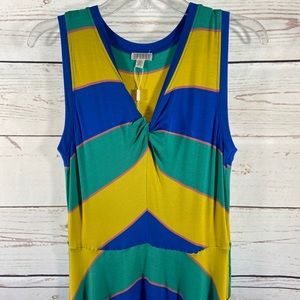Spense Striped Twist Handkerchief Tank Dress Sz S